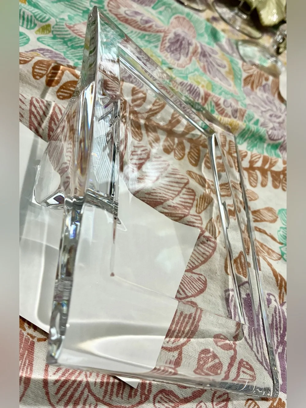 NAMBE Glass Picture Frame. 4”x6” pic. Total size 8.5”x6”. Stunning Etched Nambe